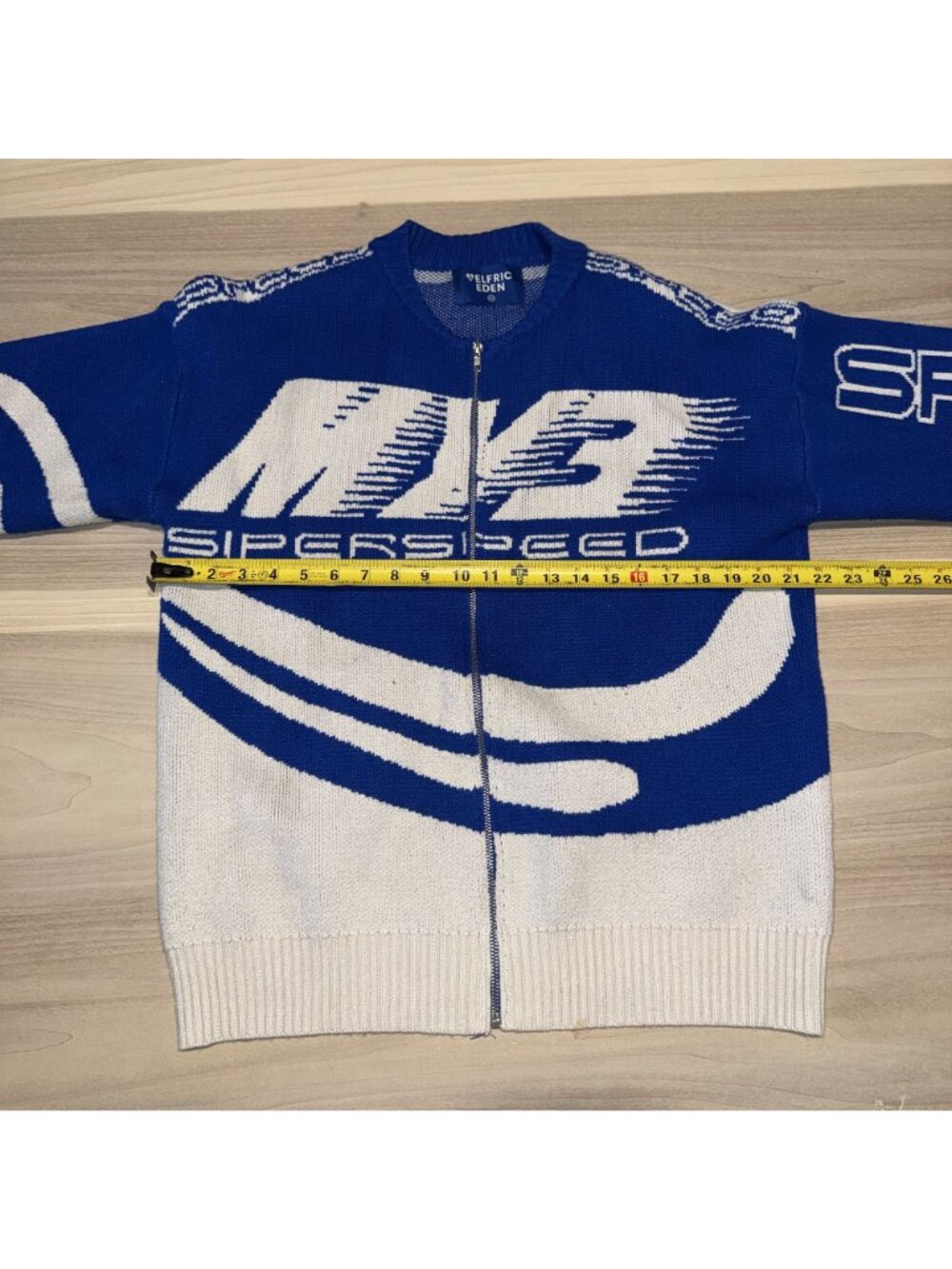 Aelfric Eden Color Block Blue White Knit Racing Cardigan Women's X-Small XS - Picture 3 of 7